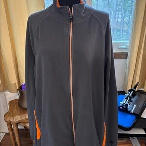 Men's Charcoal Gray Fleece Quarter-Zip Hoodie with Orange Lining